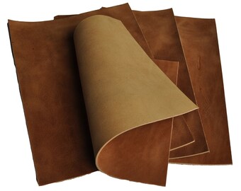 Brown Italian Leather Sheets 2 mm thick. Pre Cut DIY Panels, Perfect for Small Projects, Crafts, Hobby, Art