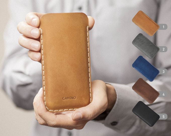 Leather Case Pouch for Xiaomi, Free Personalization, Hand Stitched Cover