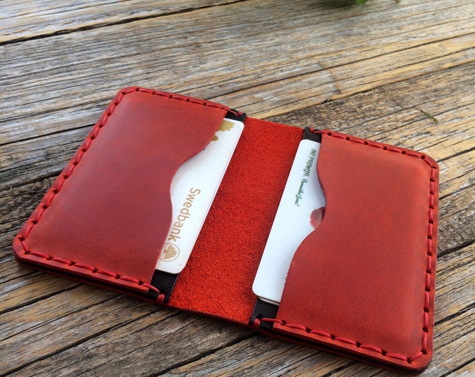 Leather Bi-fold Wallet, Credit Card Holder with Pockets for Cash or ID, Rustic Style Unisex Purse, FREE Personalization