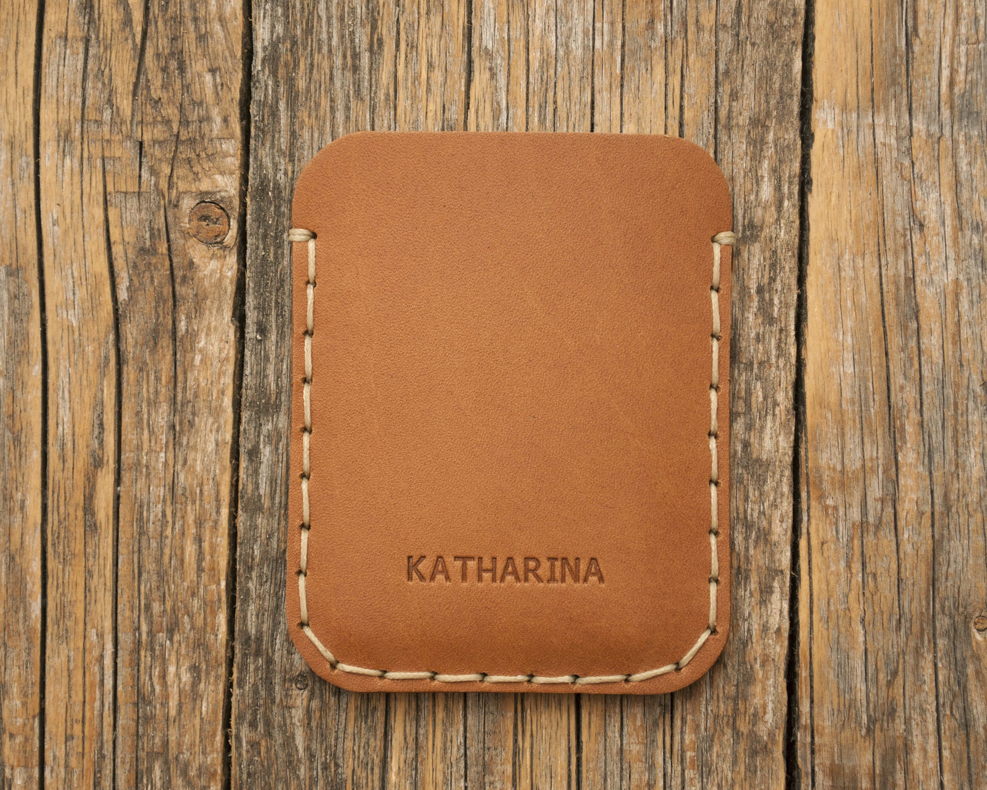 PERSONALIZED Leather Wallet. Tan Brown and Blue Credit Card, Cash or ID  Holder. Rustic Style Unisex Pouch. Monogram your Name or Initials