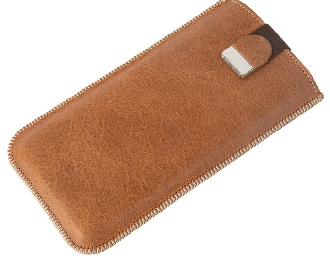 Italian Leather Case for Samsung Galaxy, Pouch with Magnetic Pull Band, Free Personalisation