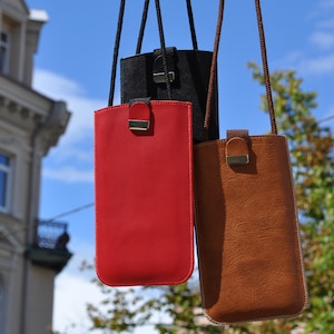 Italian Leather Case for OnePlus, Pouch with Adjustable Strap, Custom Text, FREE Personalization
