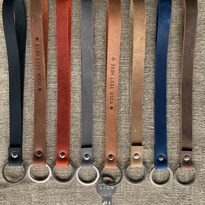 Handmade Leather Key Loop, Key Chain, Fob Holder, Personalised Wristlet Strap