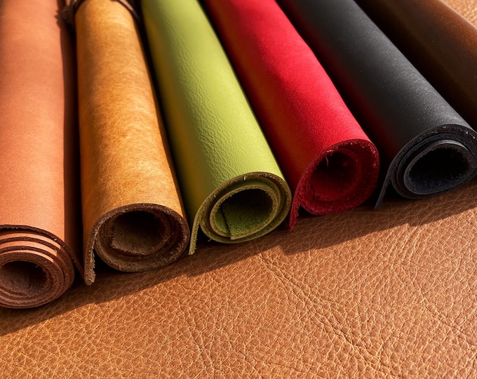 Soft Italian Leather Sheets 1.3-1.5 mm thick. Pre Cut DIY Panels for Repairs, Crafts and Hobby, Art Projects.