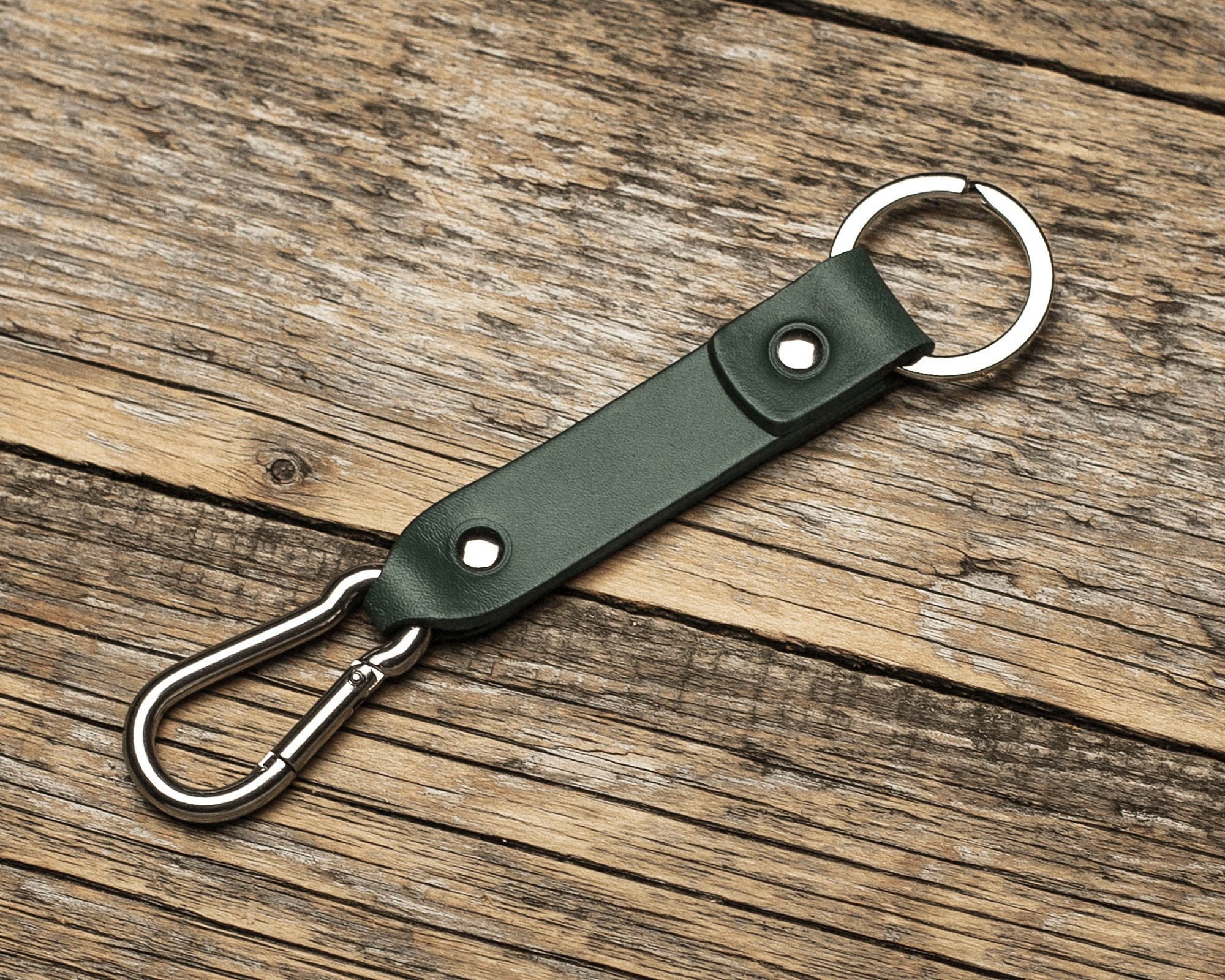 Big Green Egg Leather Keychain with Carabiner