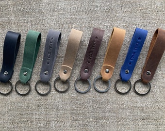 Loop Keyring, Personalised Leather Key Strap,  Handmade KeyChain, Fob Holder. Great gifts for her and him.