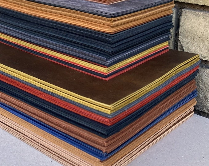Crazy Horse Leather Sheets for Crafts and Hobby. Pre Cut DIY Panels Pieces for Projects. 1.8-2.1mm / 5 oz.