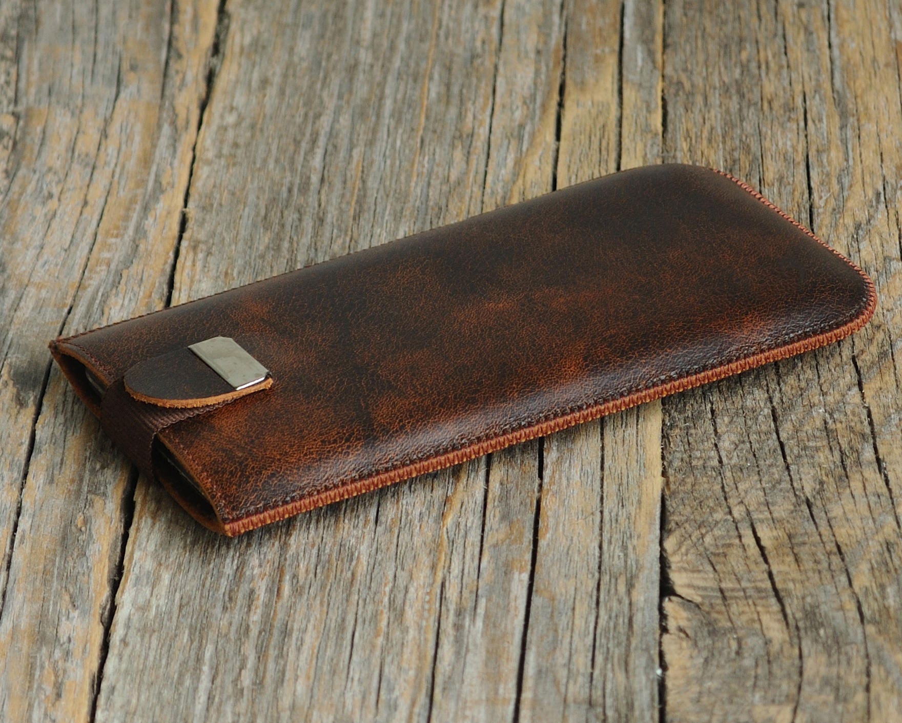 Dark Brown Case For Iphone 12 Mini Se2 8 7 Italian Leather Cover Sleeve With Pull Band Magnetic Closure Soft Lined Slip Protective Pouch