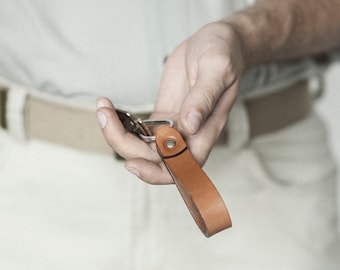 Leather key chain, handmade key fob, loop keyring, key holder
