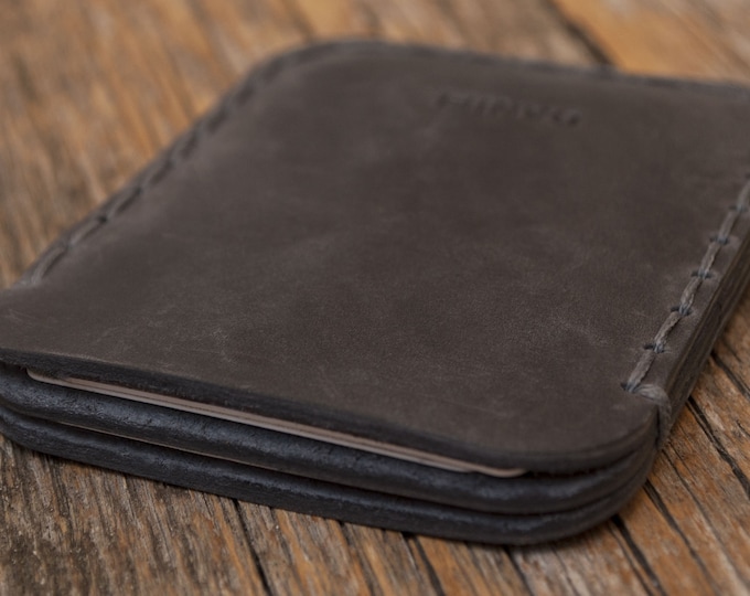 FREE PERSONALIZED Simplistic Leather Wallet. Unisex Pouch. Credit Card Cash or ID Holder. Handmade and Hand Sewn Item.