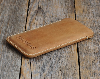Leather Case for iPhone, Free Personalization, Professionally Hand Stitched Sleeve.