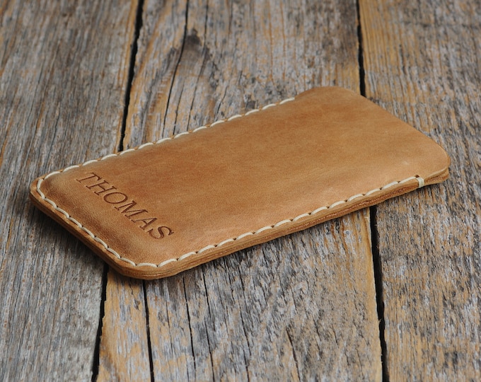 Leather Case for iPhone, Free Personalization, Professionally Hand Stitched Sleeve.