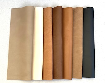 Soft Full Grain Italian Leather Sheets. 1.3-1.5 mm thick. Pre Cut DIY Bovine Leather Panels For Projects, Art, Repairs, Crafts and Hobby.
