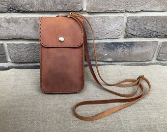 Versatile Crossbody Bag, Case Purse, Leather Small Handbag with Card Pocket. Over Neck Mini Shoulder Bag