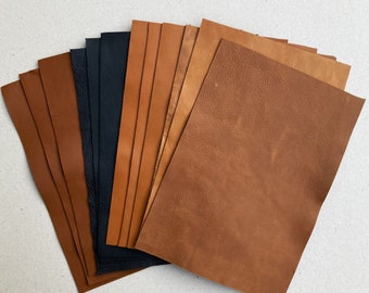 Full Grain Soft Leather Sheets for your Crafts, Projects and Hobby. 3 Pieces A4 in a Pack. Pre Cut DIY Soft Italian Leather Panels 21x29.7cm