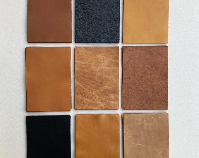 Soft Italian Leather Sheets for your Crafts, Art and Hobby. 6 Pieces in a Pack.  1.3-1.5 mm thick. DIN A5 size. Panels 14.8 x 21 cm.