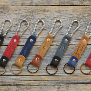 Great personalised gift, full grain leather keyring, monogram keychain, fob holder for women an men. Made in Europe