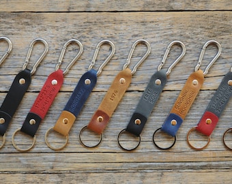 Great personalised gift, full grain leather keyring, monogram keychain, fob holder for women an men. Made in Europe