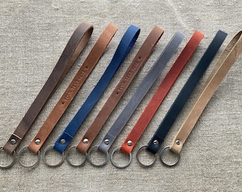 Handmade Leather Key Loop, Key Chain, Fob Holder, Personalised Wristlet Strap