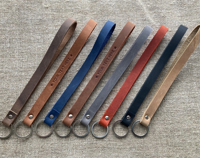 Handmade Leather Key Loop, Key Chain, Fob Holder, Personalised Wristlet Strap