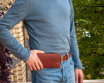 Leather Holster for Samsung Galaxy, Hand Stitched  Cover, Waist Bag with Credit Card Pocket