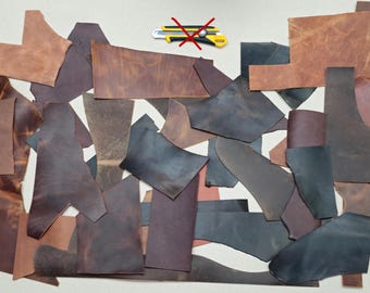 Crazy Horse Waxed Leather Scraps – Genuine Leather for Crafting (1.6mm-2.0mm)