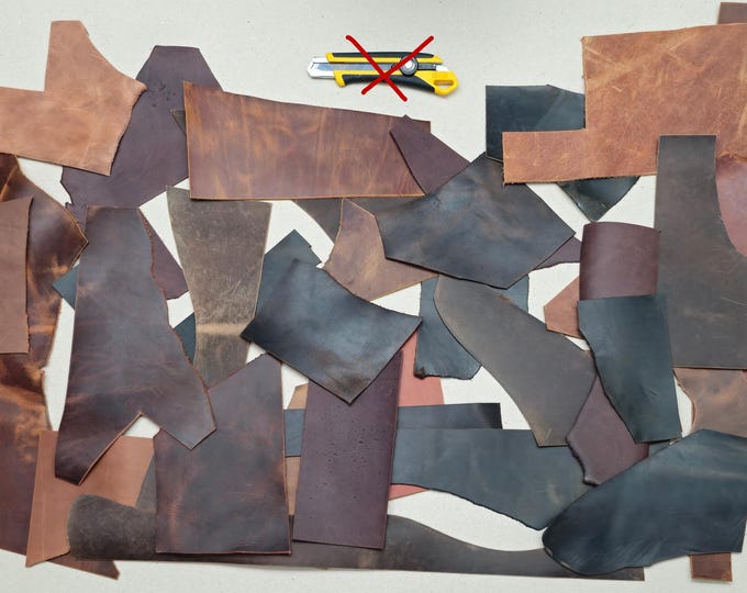 Crazy Horse Waxed Leather Scraps – Genuine Leather for Crafting (1.6mm-2.0mm)