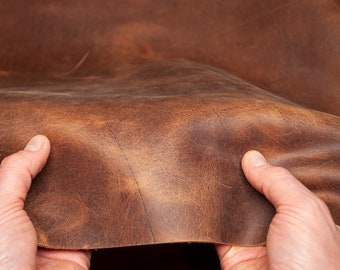 Crazy Horse Leather Pieces. Sheets for Crafts and Hobby, Pre Cut DIY Panels. 2.2 mm thick. Scratched and rubbed areas.