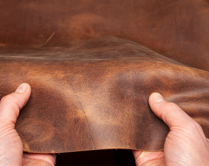 Crazy Horse Leather Pieces. Sheets for Crafts and Hobby, Pre Cut DIY Panels. 2.2 mm thick. Scratched and rubbed areas.