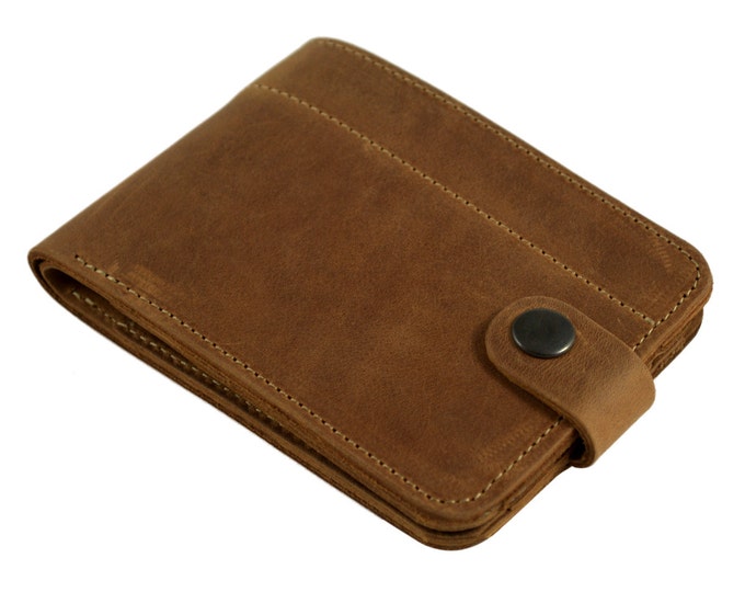 Leather wallet, credit card pockets, brown Crazy Horse leather