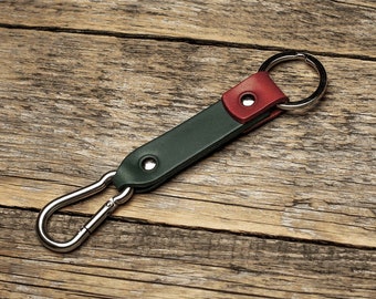 Leather Key Fob, Key Chain, Stainless Steel Carabiner Clip Hook, Fob Holder