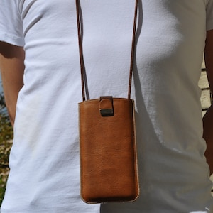 Soft Leather Case for Sony Xperia, Crosbody Pouch Cover, Adjustable Strap, FREE Personalization