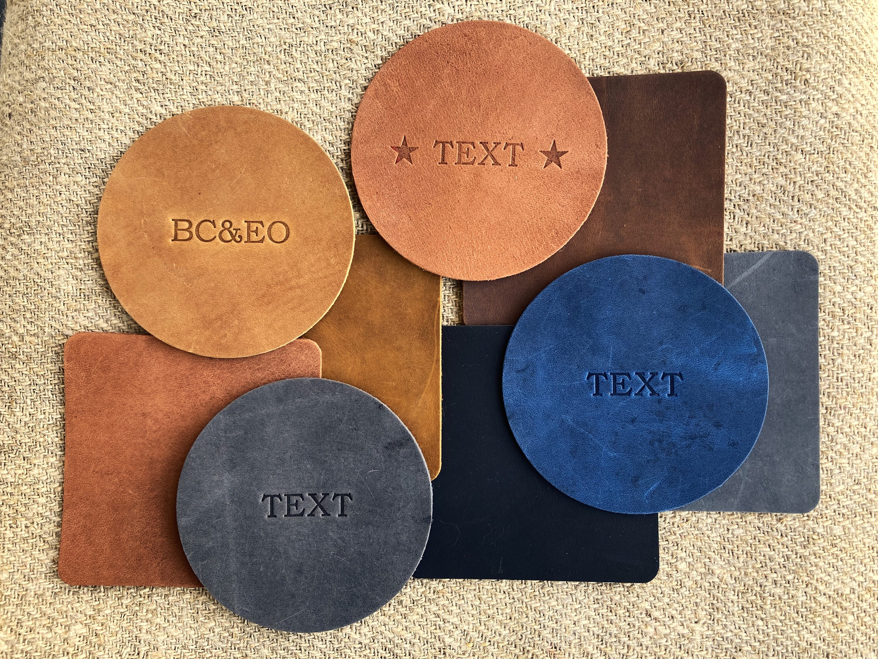 Cowhide Coasters Round Shape 4.5'' Table Decoration 