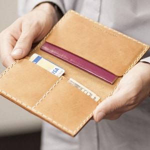 Personalized Leather Passport Holder, Travel Wallet, Document Case