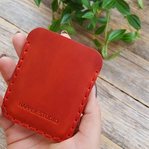 Rotes Leder Portemonnaie, Langlebige Aufbewahrung von Kreditkarten und Banknoten, Kreditkartenetui Wunschgravur Personalisiert Initialen