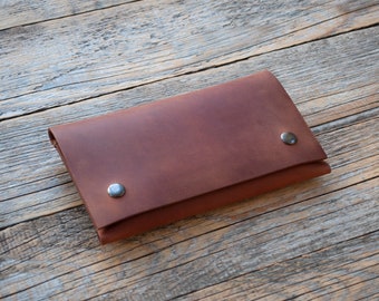 Leather Wallet Case for iPhone 15 Pro Max,  Hand Stitched Bag with Credit Card Pocket
