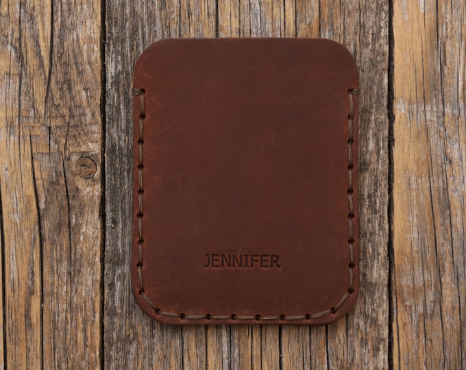 PERSONALIZED Simplistic Dark Brown Leather Wallet, Unisex Pouch, Credit Card Cash or ID Holder, Handmade and Hand Sewn Item