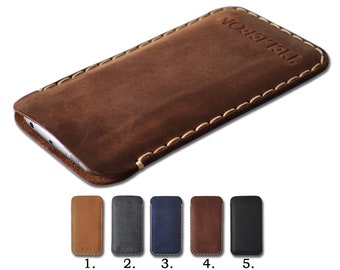 Leather Case for iPhone, Free Personalization, Professionally Hand Stitched Sleeve.
