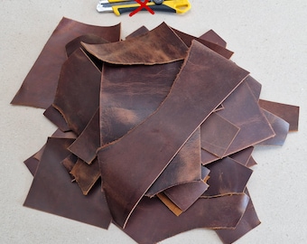 Crazy Horse Waxed Leather Scraps – Genuine Leather for Crafting (1.6mm-2.0mm)