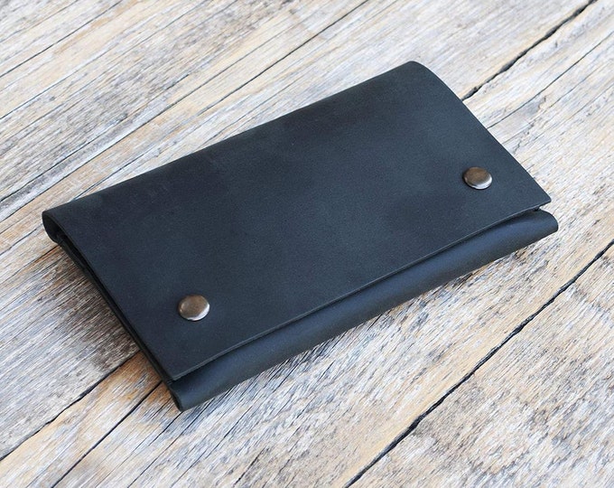 Black Leather Case for Microsoft Surface Duo 2, Duo. Cover with Credit Card Pockets.