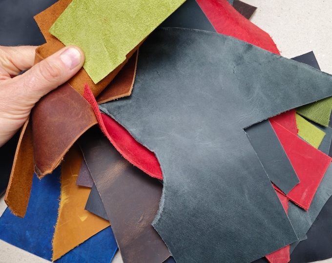 Crazy Horse Waxed Leather Scraps – Genuine Leather for Crafting (1.6mm-2.0mm)