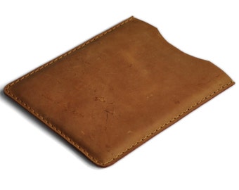 iPad mini 4 Case Cover. Tan Waxed Genuine Leather Sleeve. Raw Style Pouch.