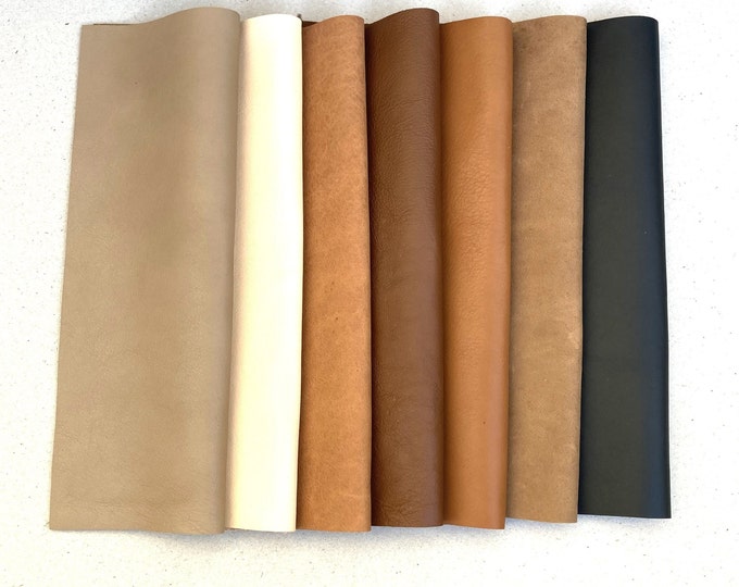 Soft Full Grain Italian Leather Sheets. 1.3-1.5 mm thick. Pre Cut DIY Bovine Leather Panels For Projects, Art, Repairs, Crafts and Hobby.