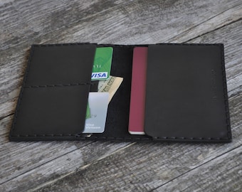 Black Genuine Leather Passport Cover, Cards Holder with Secure Wallet, Personalized Cover Case, add Your Name or Text, Travel Wallet