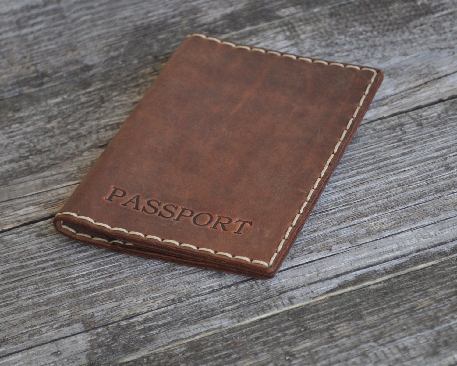 Brown Genuine Real Leather Passport, Cards Holder with Secure Wallet