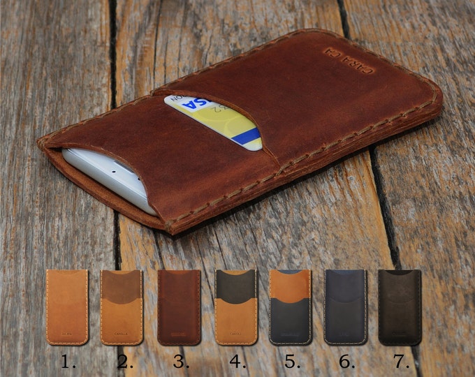 Hand Stitched Leather Case for Motorola, Personalised Pouch Card Pocket