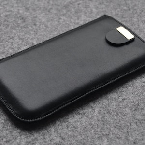 Housse en cuir noir pour iPhone, housse cuir Personnalisé