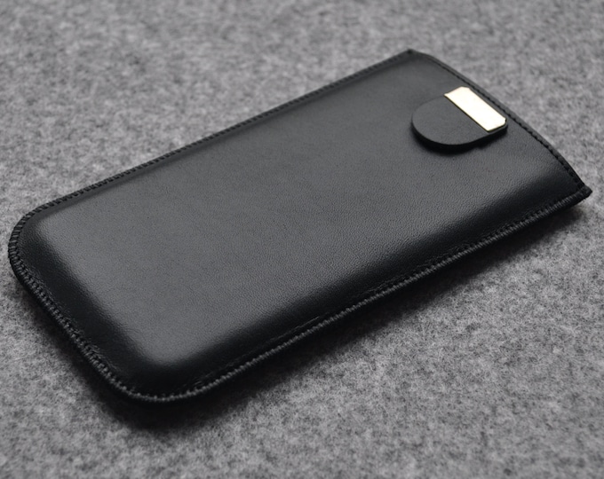 Italian Leather Case for iPhone, Cover with Pull Band,  Free Personalisation