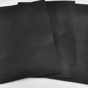 Crazy Horse Leather Pieces. Sheets for Crafts and Hobby, Pre Cut DIY Panels. 2mm / 5 oz thick. Scratched and rubbed areas. 5. Black