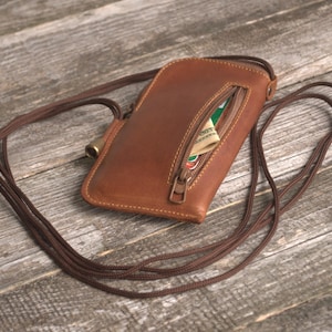 Italian Leather Case, Crossbody Bag for Nokia, Black and Brown Cover with Zipper Pocket